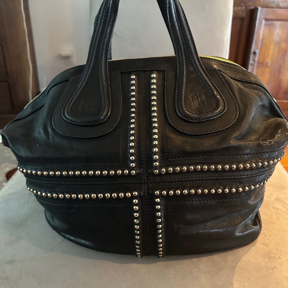 Givenchy Nightingale Studded Black Leather Medium Bag